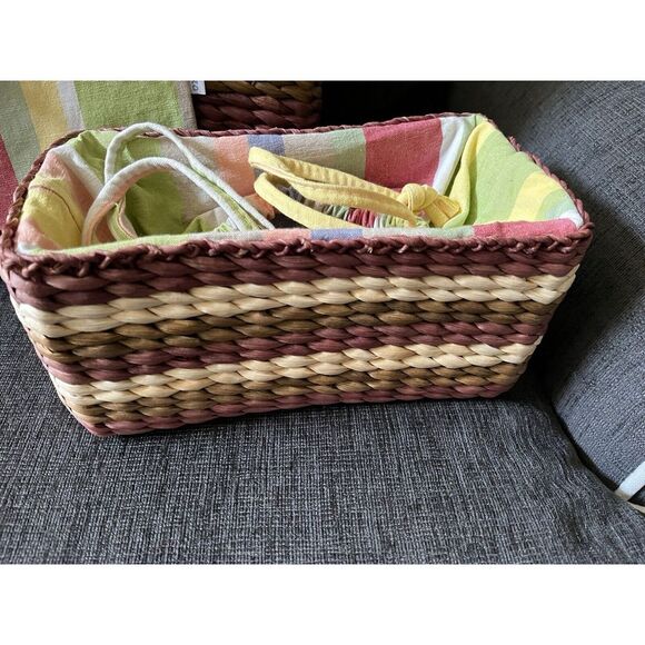 Sun N Sand Sunny Woven Lined Basket Totes w/ Draw Top Buckets - 3 Piece Set - Picture 9 of 14